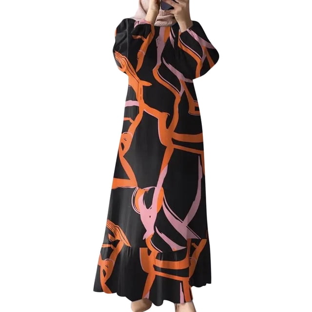 Kcodviy Abaya pour Femmes à Manches Longues Hijab pour Femmes Robe Musulmane Vêtements de Prière Robe Maxi pour Taille 12 Caftan Décontracté