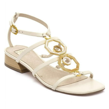 Louise Et Cie EISSA Modernist Octagonal EMBELLISHED Square Open Toe Sandal MUSLIN (8, MUSLIN)