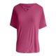 thumbnail image 4 of Camiseta holgada de manga corta con cuello en V lisa para mujer, poliéster spandex, top informal de verano, S-XXL, 4 of 4