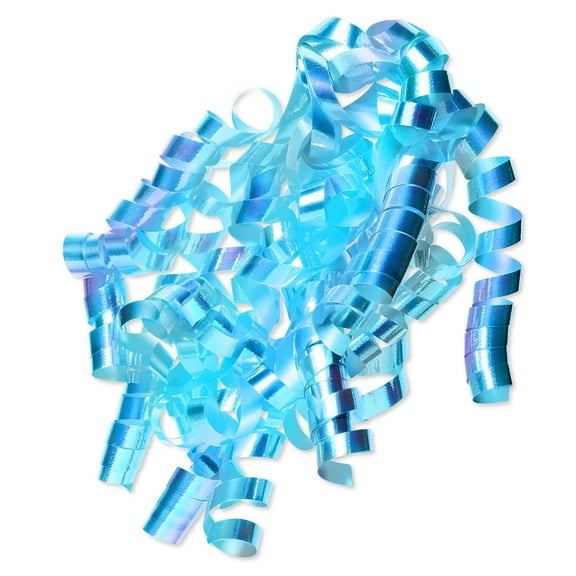 American Greetings 9 in. Aqua Iridescent Curling Poly Ribbon Poly Gift Bow (1-Count)