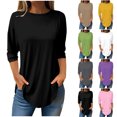 thumbnail image 5 of YanHoo Womens Casual 3/4 Sleeve Tee Shirts Solid Basic Crewneck 3/4 Length Sleeve Tunic Tops for Leggings Ladies Summer Blouse Pullover T Shirts, 5 of 5