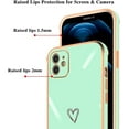 thumbnail image 2 of Compatible with iPhone 12 6.1” Case for Women Girls,Full Camera Lens Protection Raised Reinforced Corners TPU Love Heart Plating Bumper Case Cute Slim Shockproof Case Cover(Light Green), 2 of 14