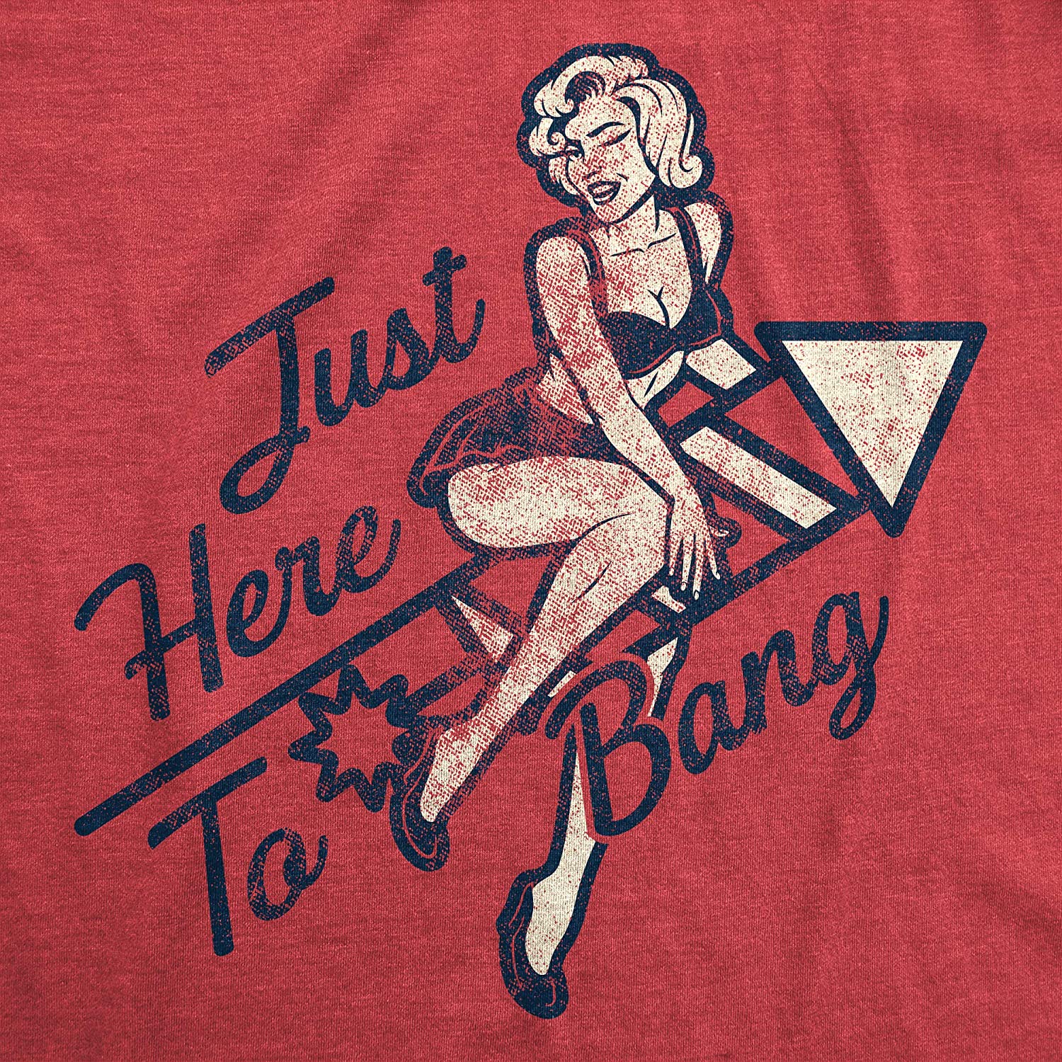 Womens Just Here To Bang Tshirt Funny Firework pin up Model USA Graphic Tee Womens Graphic Tees - image 2 of 8