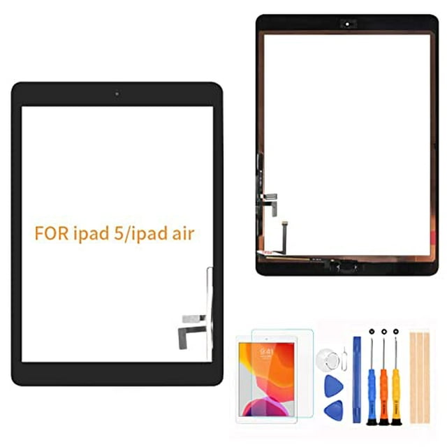 A-MIND for iPad 5 Air 1st A1474 A1475 A1476 Touch Screen Replacement Parts? with Home Button ? Front Glass Panel? LCD Not Include ? with Kits &Screen Protector (Black)