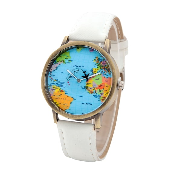 ZsaeSM Watches for Women World Map Airplane Dial Quartz Watch for Travel Fashion Creative Ladies Watches