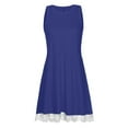 thumbnail image 4 of Womens Summer Casual Dresses Solid Color Round Neck Sleeveless Loose Tank Top Mini Dress Holiday Wear, 4 of 4