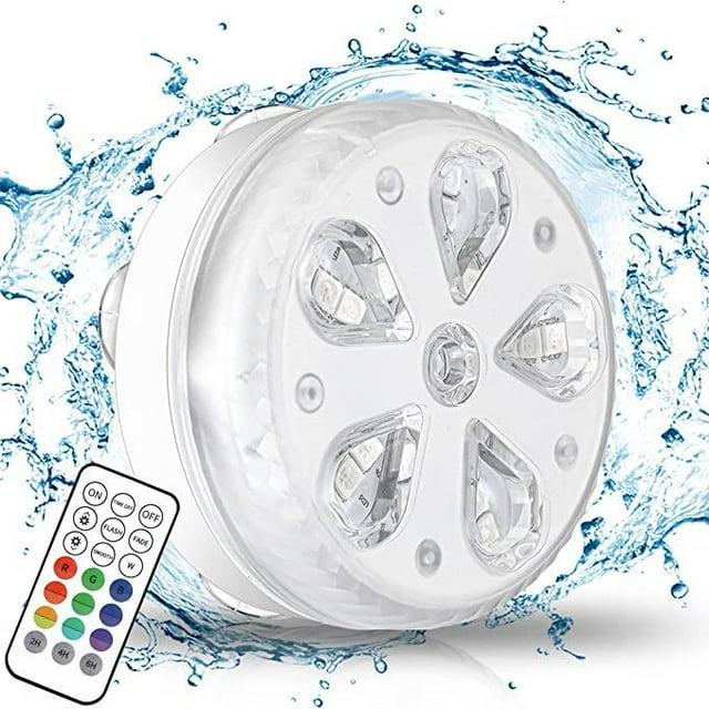 Jinsinto LED Pool Light Submersible Light, RGB Multicolor 16 LEDs, External Seal Ring, Suction Cup and Magnet, LED Pond Light for Party