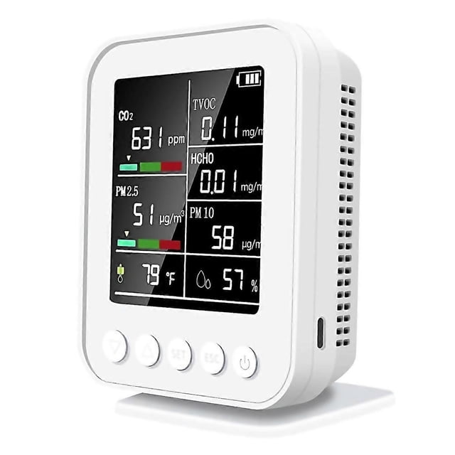 For Smart 7 In 1 Air Quality Monitor With Pm2.5, Co2 Detector With Alarm