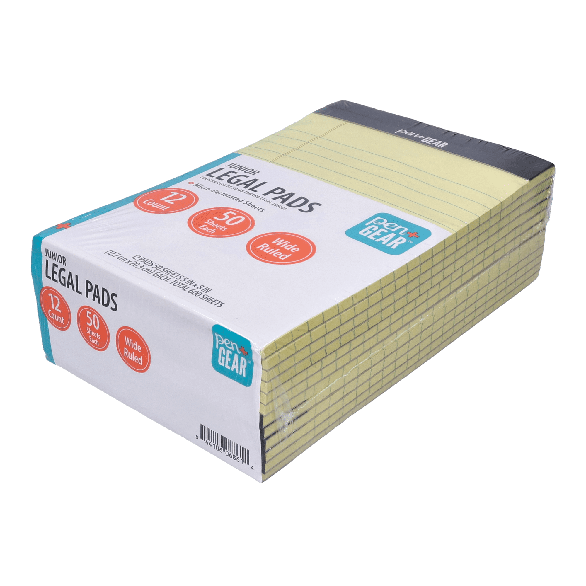 Pen+Gear Wide Ruled Junior Legal Pads, 5"x8", Canary Paper, 50 Sheets Each, 12 Pack