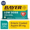 Bayer Aspirin Low Dose, 81 mg, for Cardiovascular Disease Enteric Coated Tablets, 200 Count