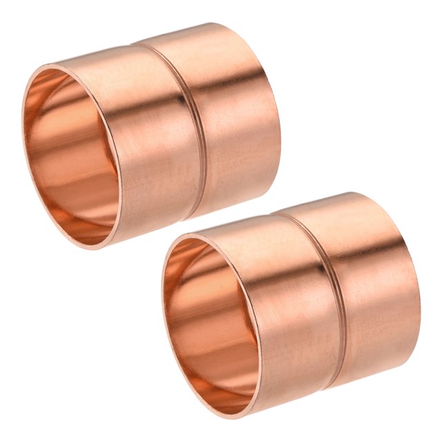 Unique Bargains 42mm Straight Copper Pipe Coupling Connecting Adapter Solder Connection for Plumbing 2 Pack
