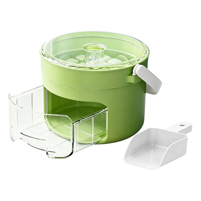 BINGLI 25 Cube Ice Maker with Easy Press Lid, Compact Ice Cube Tray with Lid and Bin with Handle, Portable Press-Type Ice bucket for RV, Office, Ice Bin Storage Box for Freezer