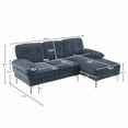 thumbnail image 7 of 85" Sectional Sofa, Modern L-Shape Modular Sectional Sofa, Three-Seat Sleeper Couch with Chenille Fabric and Metal Feet for Living Room, Apartment, Office, Gray Blue, 7 of 7