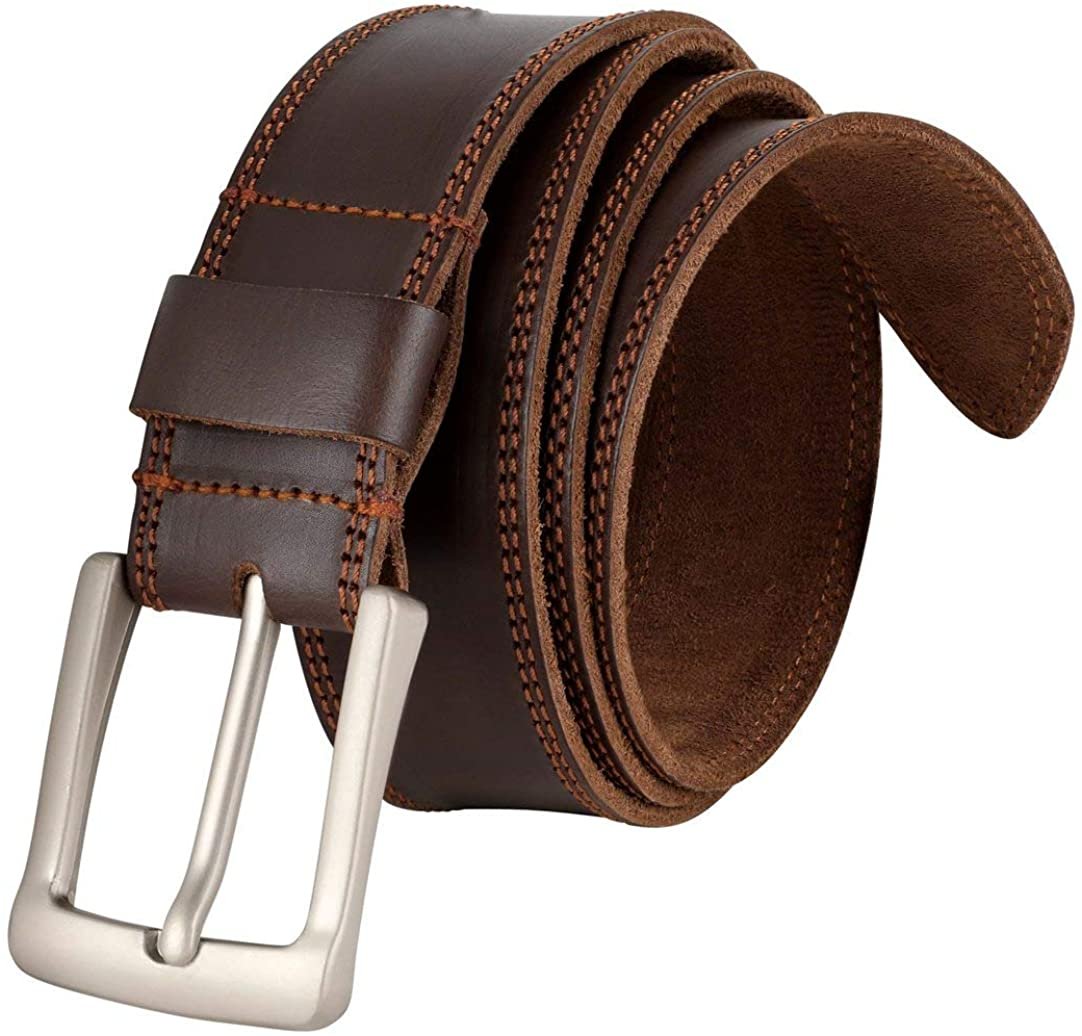 Nabob Leather Men's Leather Belt - Made With Rustic Leather| Two Row Stitching, Handmade In Bourbon Brown Perfect For Jeans (Size 30" (76 cm) - image 2 of 7