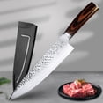 thumbnail image 4 of Kitchen Knife 8-inch High Carbon Steel Japanese Chef Knife Hand-Hammered Non Stick Blade Sharp Butcher Knife Cooking Tool, 4 of 5