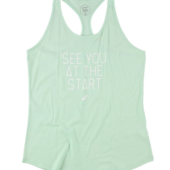 ASICS Womens See You At The Start Racerback Tank Top, Green, Small