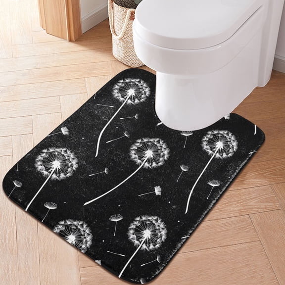 Toilet Rug U-Shaped Bathroom Rugs Non-Slip Soft Plush Machine Washable Contour Bath Mat Dandelion Flying 24x20