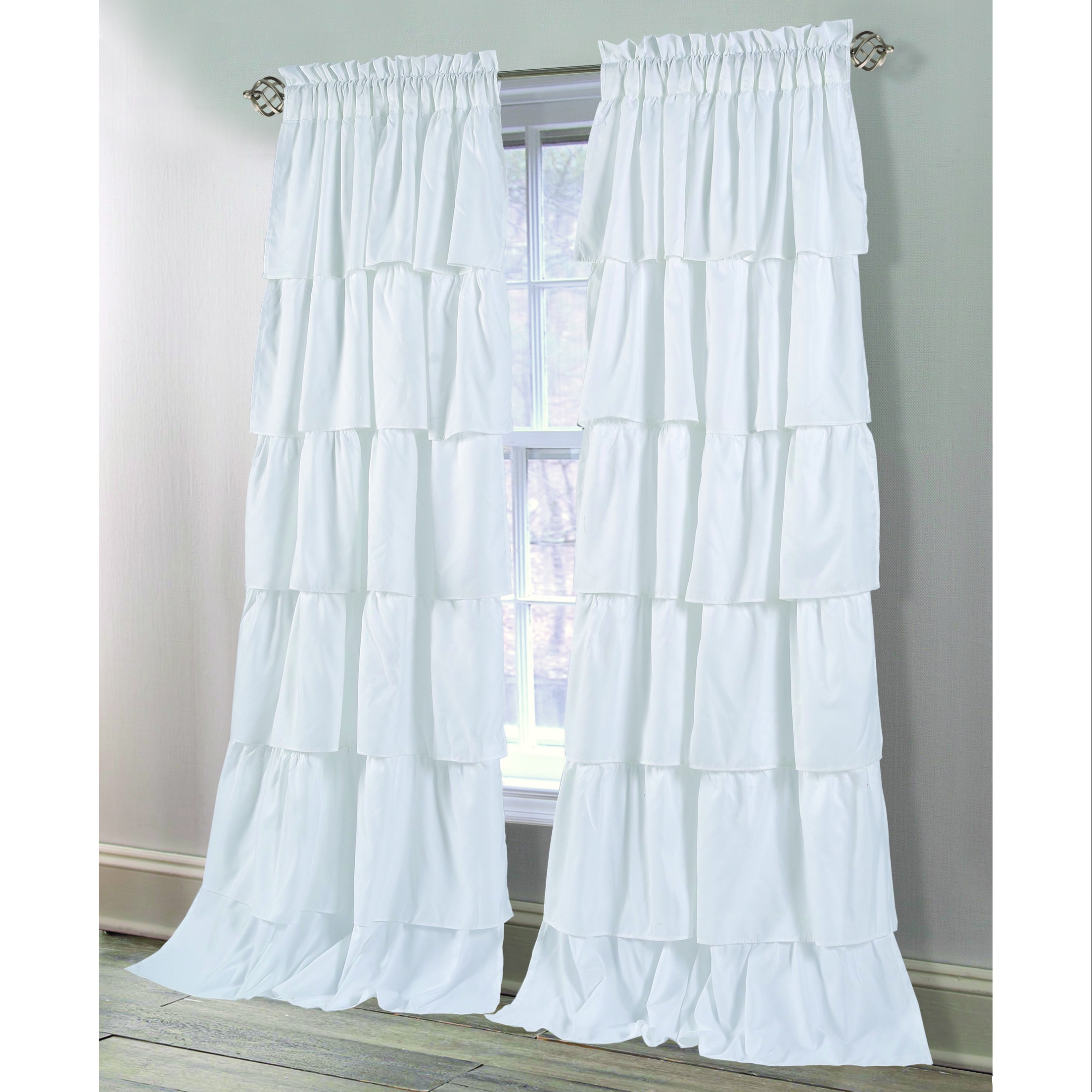 Dainty Home Rod Pocket Light Filtering Curtain Panel, 40" x 84" 2 Panels