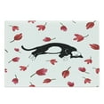 thumbnail image 1 of Modern Cutting Board, Kitty Sleeping Surrounded by Tulips Cat Animal Pet Creature Print, Decorative Tempered Glass Cutting and Serving Board, Large Size, Black White Pink, by Ambesonne, 1 of 1