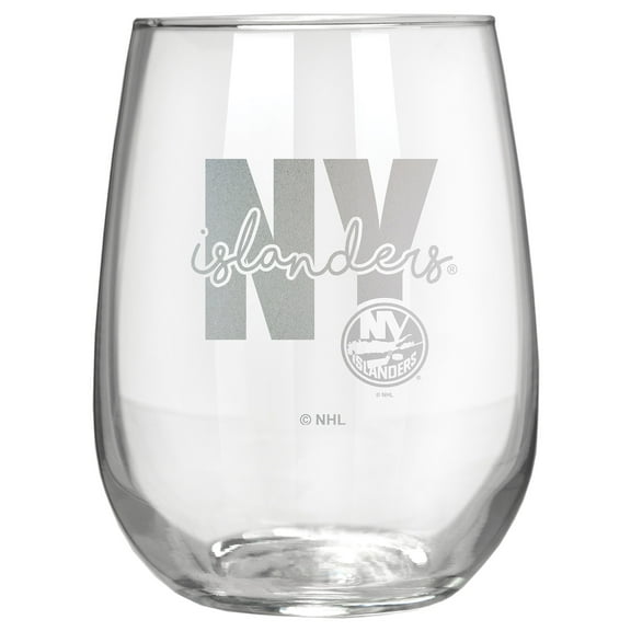 New York Islanders Etched 17oz. City Stemless Wine Glass
