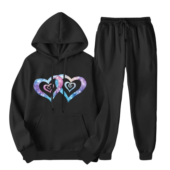 Amzcrzy Two Piece Sets for Women Outfits Men's and Women's Sports Tracksuits Long Sleeve Pullover Hoodies Sweatshirt Loose Coat and Sweatpants Fall Winter Suit 2 Piece Sets for Women