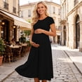 thumbnail image 6 of FchengtaiS Maternity Maxi Dress Short Sleeve Crewneck Pregnancy Dresses Summer Casual Loose Maternity Outfits for Baby Shower, 6 of 6