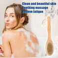 thumbnail image 3 of Unique Bargains 1 Pcs Wood Double Sided Bath Brush Back Scrubber for Shower 14.6 Inches Brown with Long Handle, 3 of 6