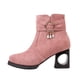 thumbnail image 1 of NECHOLOGY Botas Mujer Adulto Femenino Zapatos Botines para mujer Zapatos de mujer de moda Botón de de gamuza Tacón grueso hueco Tacón medio Cremallera lateral sólida Botas (Pink, 8), 1 of 4