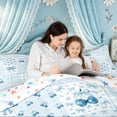thumbnail image 4 of Meiyoeat Kawaii Bow Cherry Plaid Twin Comforter Sets for Boys Girls, Blue Kawaii Ribbon Bedding Set, Colorful Star Reversible, 2-Piece, 4 of 6
