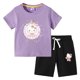 thumbnail image 3 of Hello Kitty-Camiseta de algodón con estampado de dibujos animados para niños y niñas, traje de dos piezas con pantalones de manga corta, verano, 3 of 5