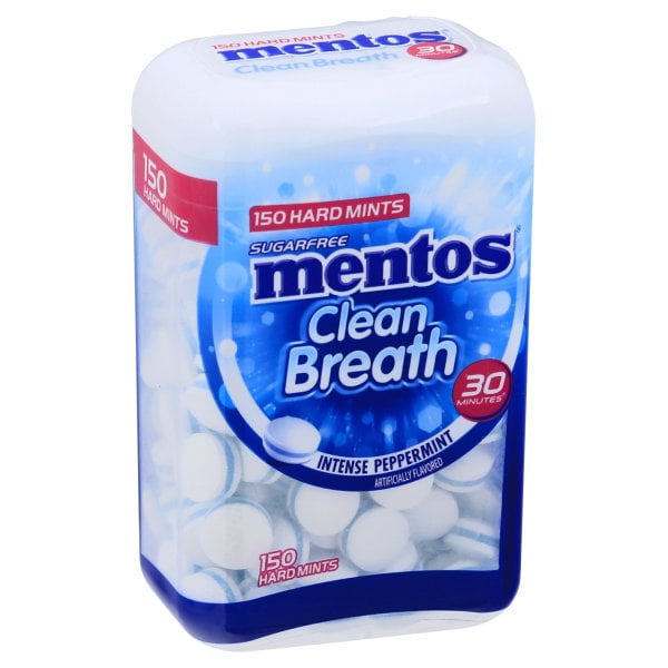 Mentos Clean Breath Intense Peppermint Sugarfree Hard Mints, 150 count