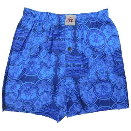 Mens Blue Tropical Floral Hawaiian Boxer Shorts - Walmart.com