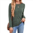thumbnail image 3 of Camisas de Larga para Mujer, Cuello Redondo, Túnicas Casuales Verde XXL, 3 of 8