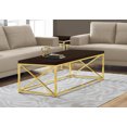 thumbnail image 2 of Monarch Specialties Table Basse Moderne pour Salon avec Structure en Métal, 44 Pouces L, Cappuccino / Or, 2 of 5