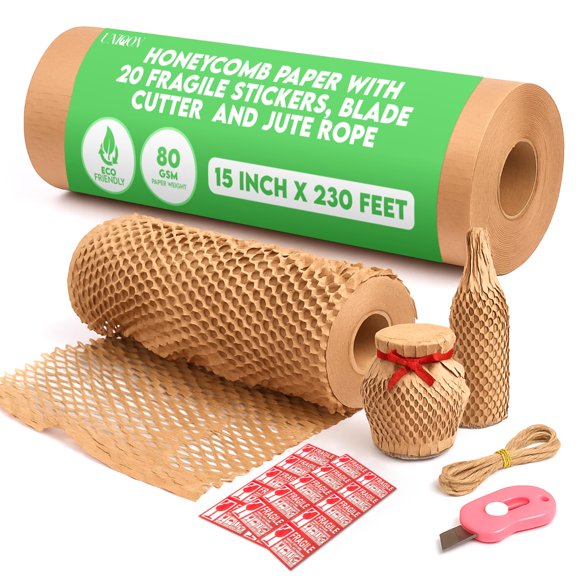 Rollo de papel de embalaje Honeycomb, 15 x 70 m, 80 g/m², respetuoso con el medio ambiente