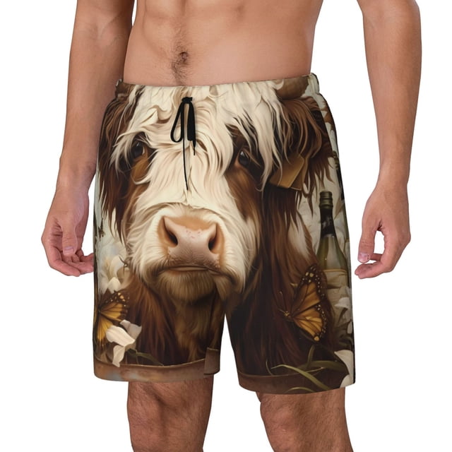 Fotbe Butterfly Cow Barrel Traje de Baño para Hombre – Shorts de Natación de Secado Rápido con Forro y Bolsillos-Medium
