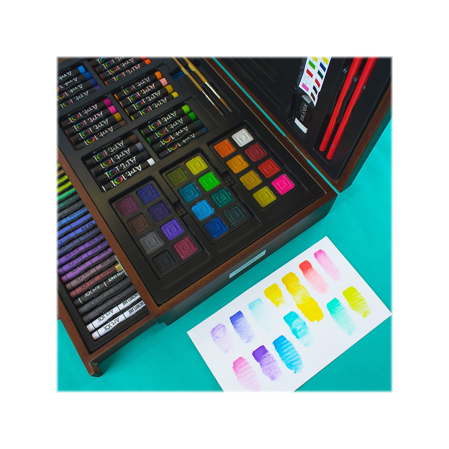 Art 101 Multifunctional Art Set / Kit with 136 Pieces in a Wood Case for Children and Adults