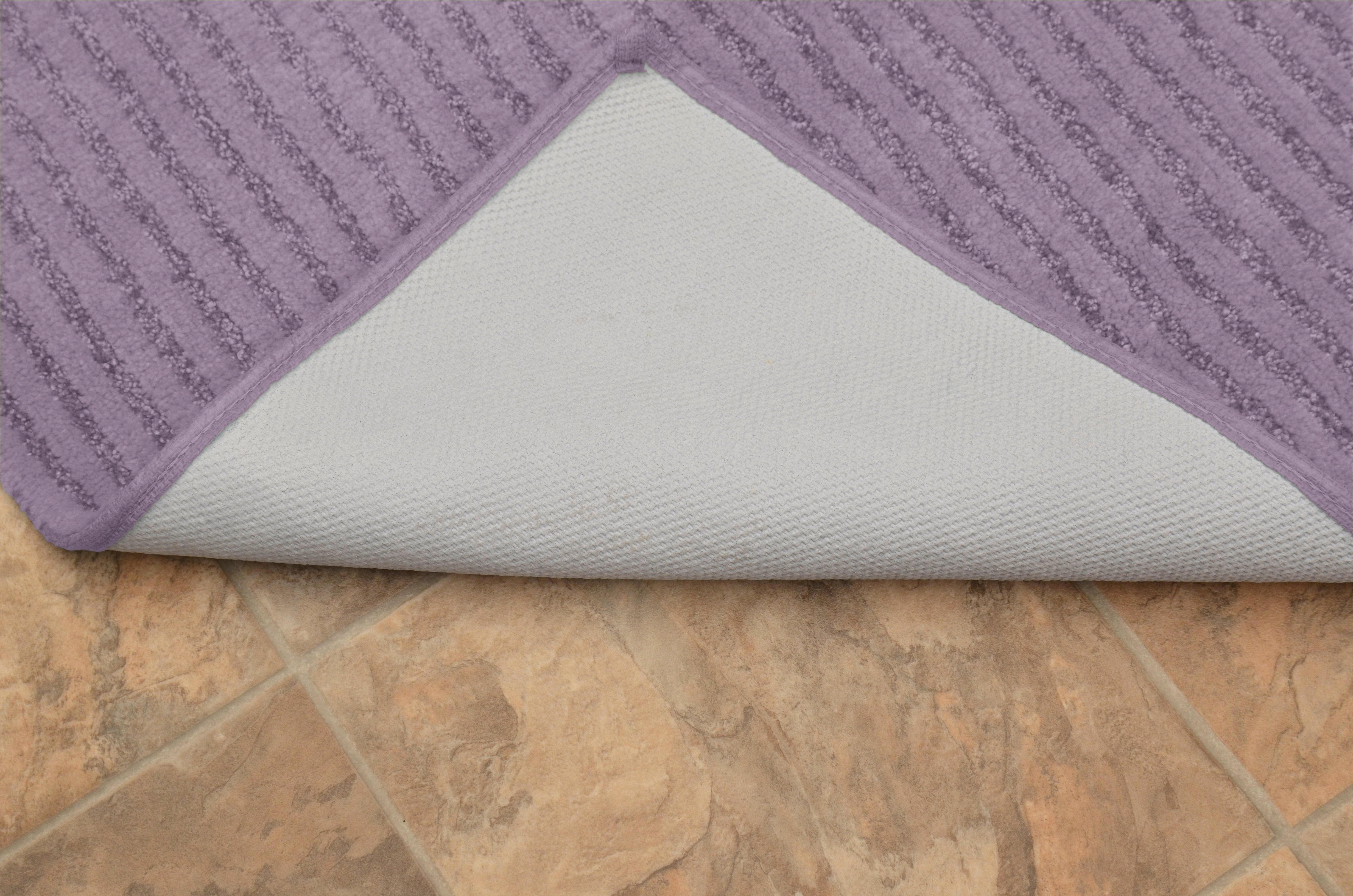 Garland Rug Sheridan Washable Nylon Bath Rug Set, 2 Piece Set (17"x24" Bath Rug, & 21"x34" Bath Rug) Purple