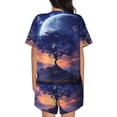 thumbnail image 4 of Womens Pajama Sets With Pocket, Dreamy Starry Sky Tree Lounge Sets Short Sleeve Sleepwear PJ Sets for Women, 4 of 6