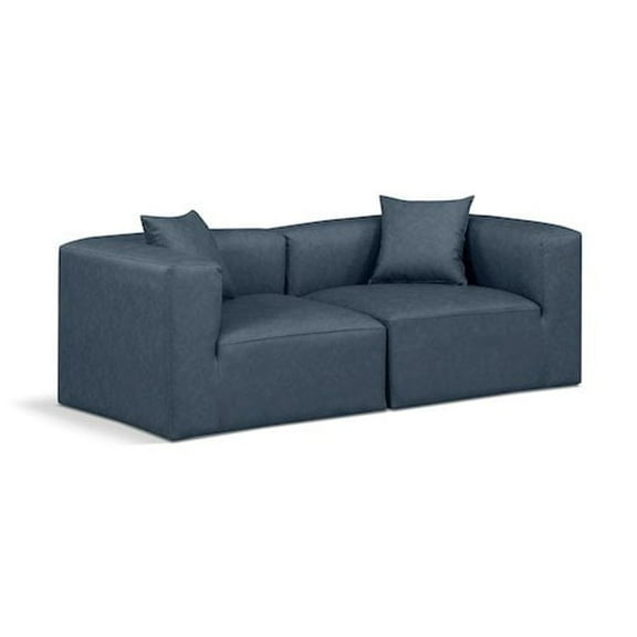 Meridian Furniture Cube Navy Blue Vegan Leather 2-Pc. Modular Sofa