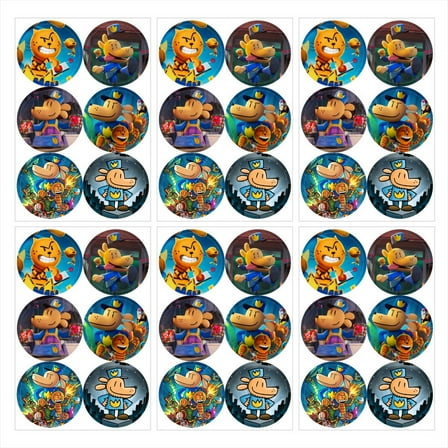 Dog Man Dogman Stickers Labels Birthday Party Favors Thank You Themed Round Circle Baby Shower 60pcs