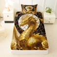 thumbnail image 3 of Metsweet Golden Dragon Twin Sheets 3pcs, Gothic Rose Moon Bedding, Black Gold White,1 Fitted Sheet, 1 Flat Sheet and 1 Pillowcase, 3 of 5