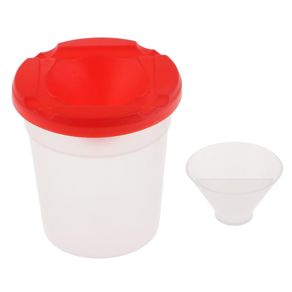KNAFS Lid Plastic Painting Cup Water Cups for Painting Brush  Holder Container - Set of 4 