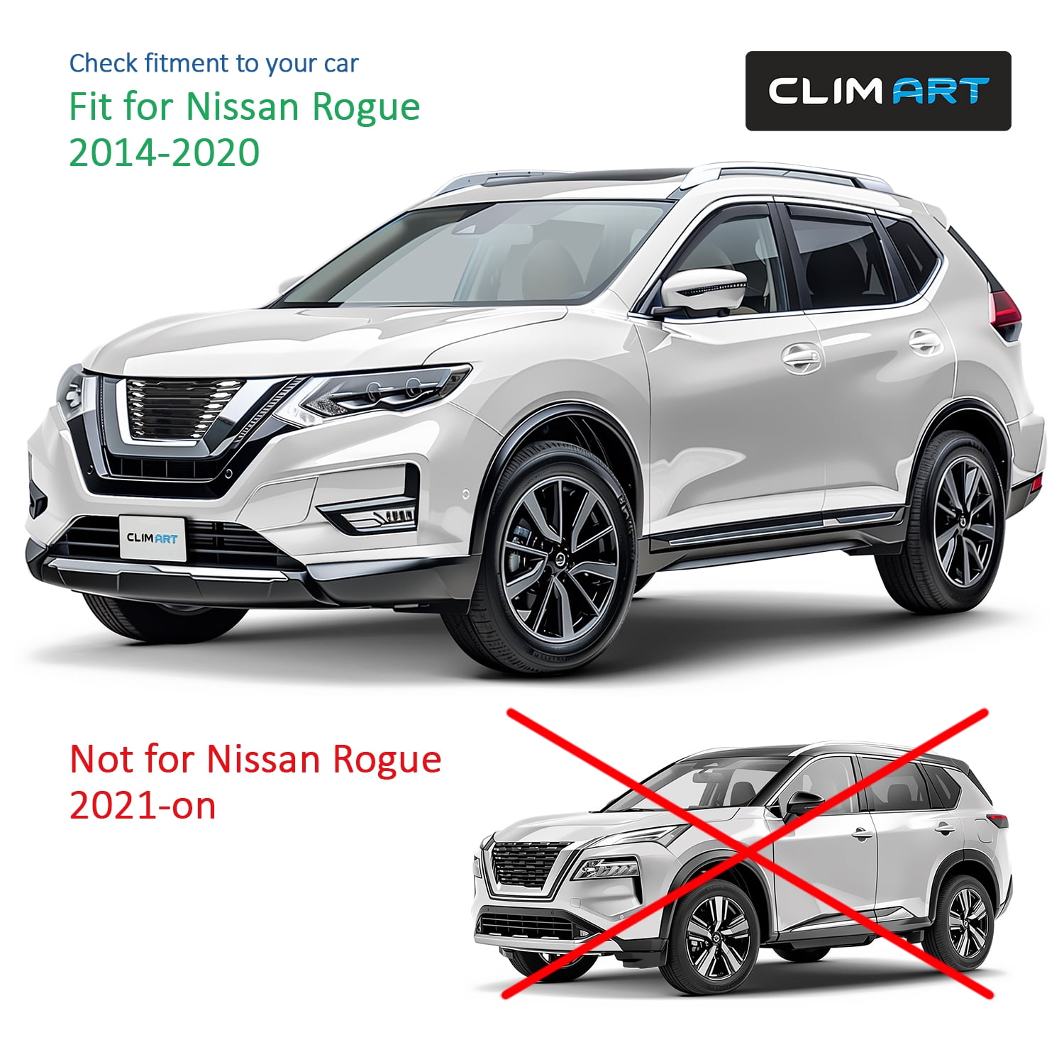 CLIM ART in-Channel Incredibly Durable Rain Guards for Nissan Rogue 2014-2020 SUV, Original Window Deflectors, Vent Deflector, Vent Window Visors, Dark Smoke Car Accessories, 4 pcs - 614156