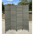 thumbnail image 5 of 4 Panels Patio Outdoor Privacy Screen Room Divider Grey Resin Wicker Weather Resistant, 5 of 7