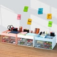 thumbnail image 2 of XmhyTop Organizador de escritorio con 4 cajones para decoración estética de habitaciones, accesorios de escritorio de oficina, soporte para bolígrafos de escritorio, azul, 2 of 5