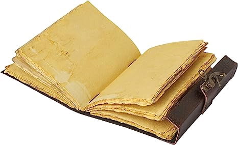 OVERDOSE Deckle Double Dragon with Stone Leather Journal - Vintage Travel Journal for Men & Women Sketch Diary Book of Shadows Handmade Vintage Deckle Edge Paper - 6 x 8 inches | 15 x 20 cm | A5