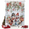 thumbnail image 2 of Christmas Shower Curtain, Snowman Poinsettia Leaves Balls Wooden Grain Waterproof Fabric Shower Curtains with 12 Hooks, Bathroom Curtain Set for Bathroom Accessories Decor, 60 x 72 Inches, 2 of 9