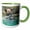 Green/White, variant on 3drose, Alaska, Lake Clark. Grizzly Bear Sitting in the Water Holds Fish., 11oz Two-tone Black Mug