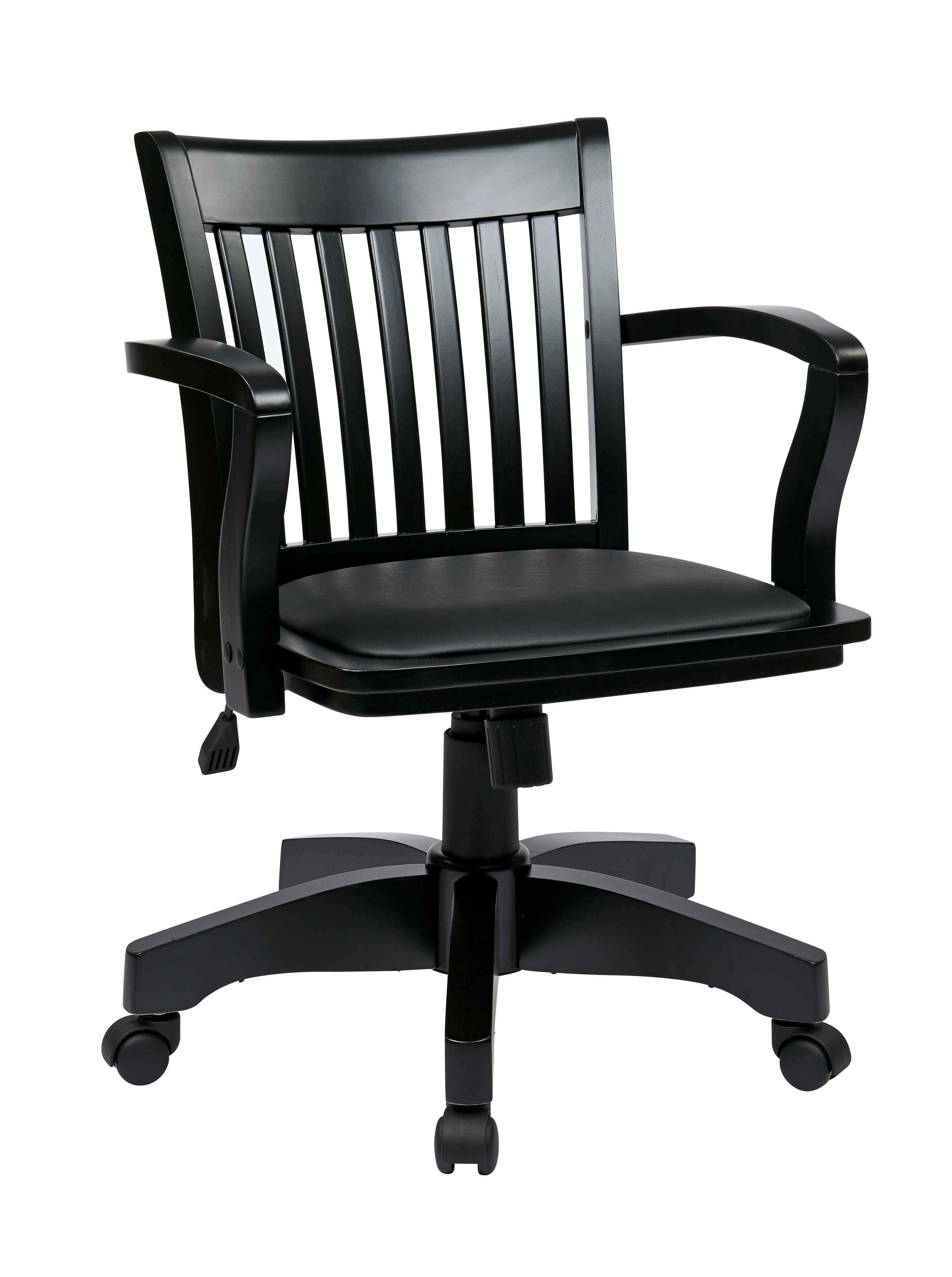 Deluxe Wood Bankers Chair With Vinyl Padded SeatColorBlack/Espresso